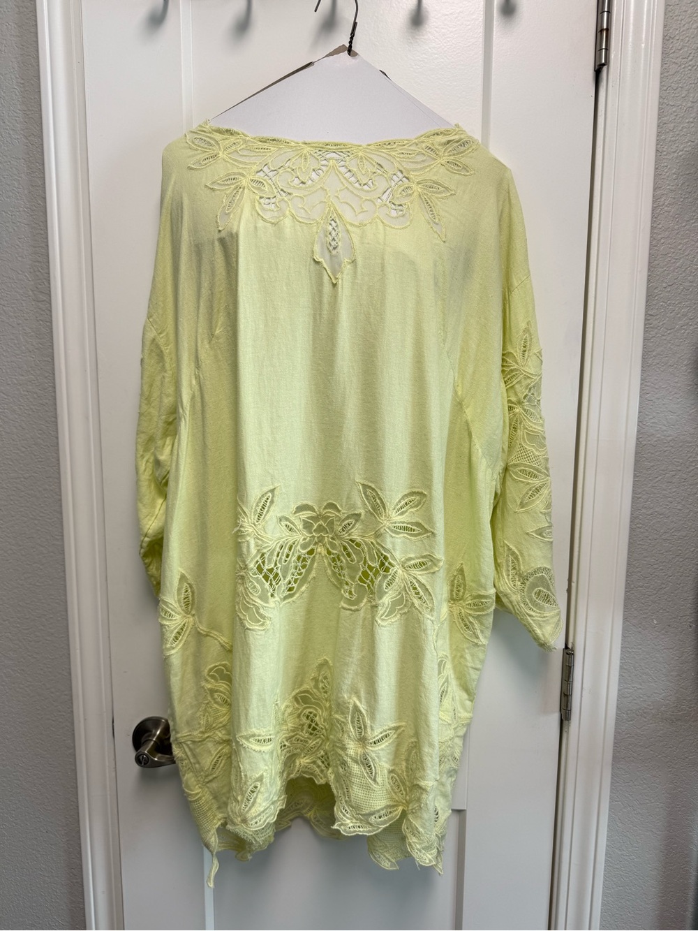 Anthropologie Chartreuse Embroidered Women's Tunic Top
